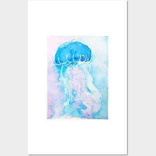 Jellyfish Watercolor Hand Painted Posters and Art